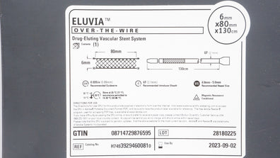 Boston Scientific H74939294600810 Eluvia Vascular Stnt System 130cm x 6 x 80mm(x)
